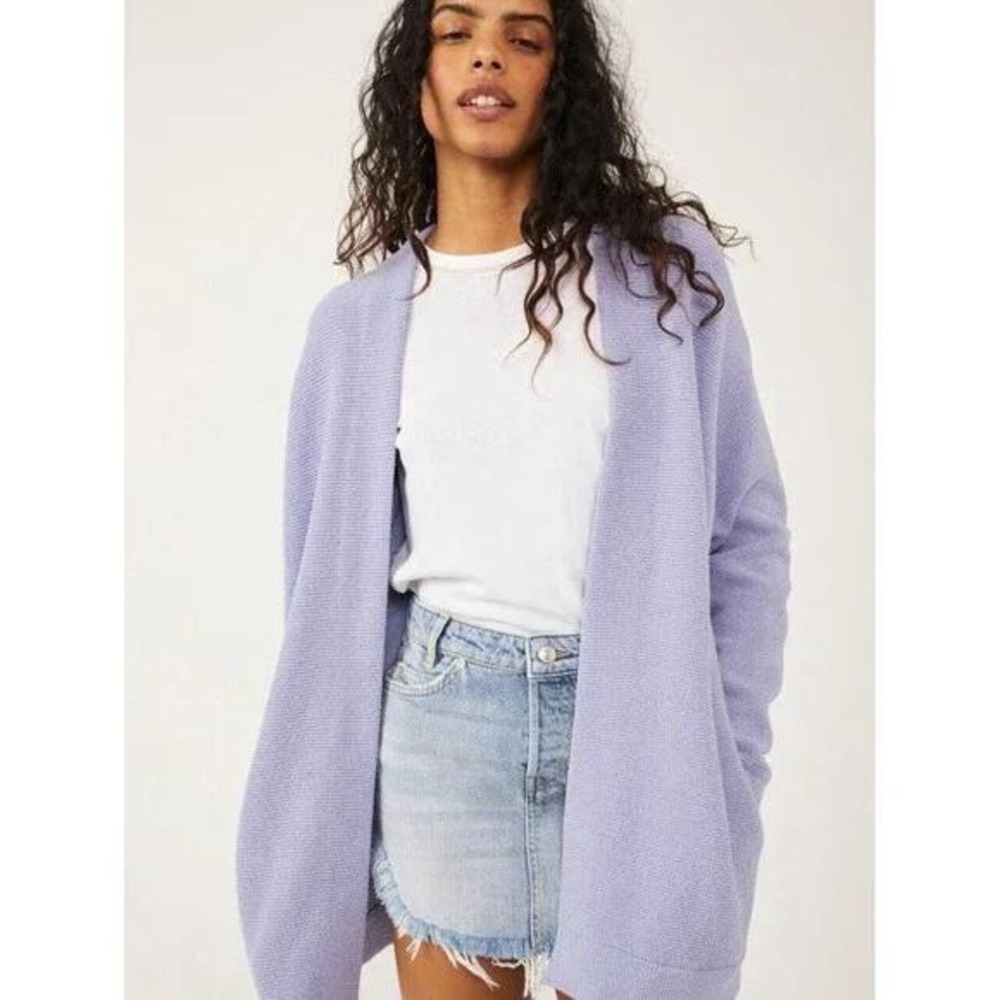 Free People Lavender Open-Front Cardigan